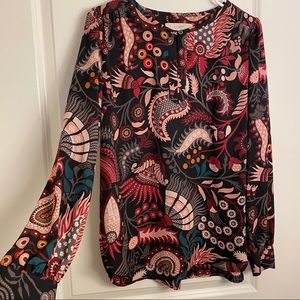 Loft Colorful Printed Long Sleeve Blouse